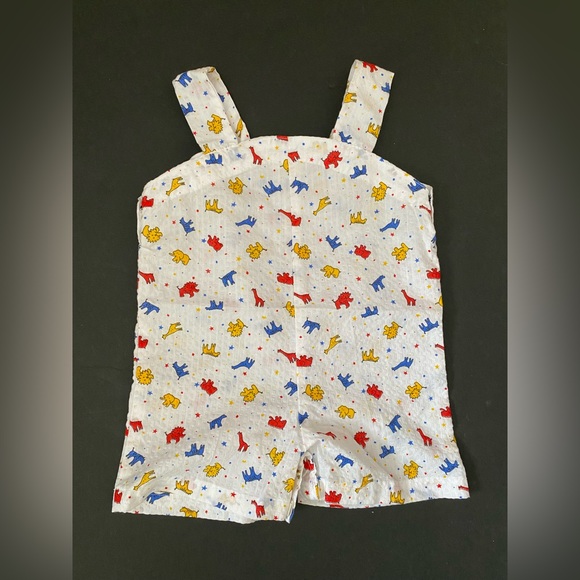 Vintage Handmade Baby Unisex baby Overalls Shirt Motif Animal Print cotton - Picture 2 of 11